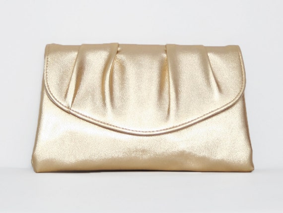 Vintage 1970s Gold Clutch  70s Metallic Gold by FancyThatVintage