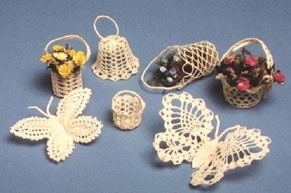 pdf crochet pattern book & Crochet Baskets   Butterflies, PDF Pattern THREAD Bells CROCHET