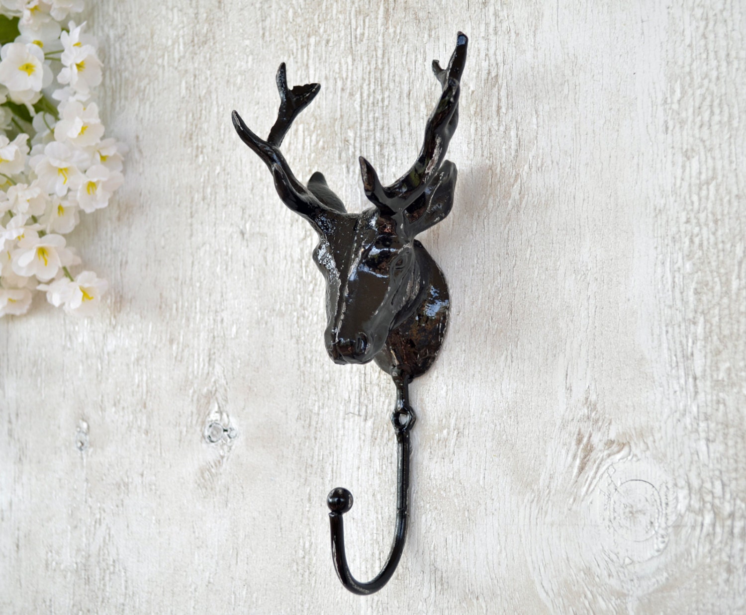 Deer Head Hook Antler Deer Cast Iron Hook by SimplyShabby2Chic