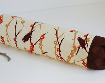 Fabric Grocery Bag Holder / Plastic Bag Holder / Sparrows Cream & Brown