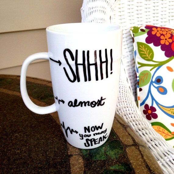 Items similar to Coffee Is My Lifeline 18 oz Coffee Mug Coffee Cup Shhh