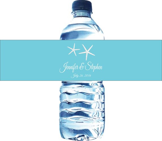 100 Beach Theme Wedding Water Bottle Labels - White Starfish - Waterproof Labels Il_570xn