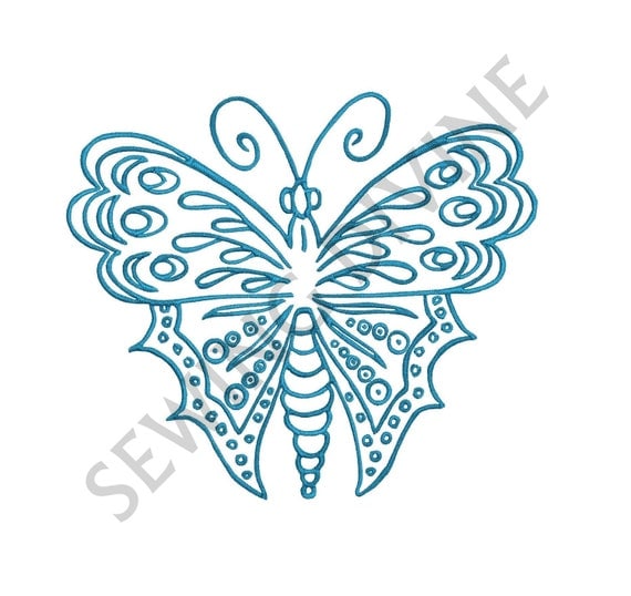 BUTTERFLY Outline Machine EMBROIDERY Design 4x4 by SewingDivine