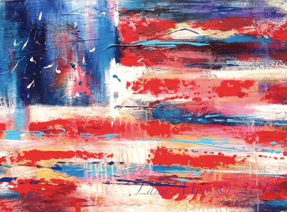 American Flag ABSTRACT Large Original Painting ABSTRACT