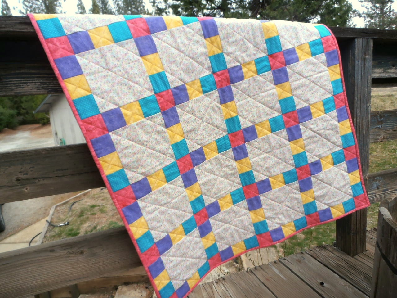 Bright Circles Quilt Bright Colors Quilt by QuiltedPleasures