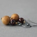 purple jasper earrings dangle earrings wood crystal and oxidized sterling silver rustic beaded earrings handmade