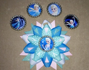 Frozen Hair Bow- ELSA Bottlecap Hair Clip