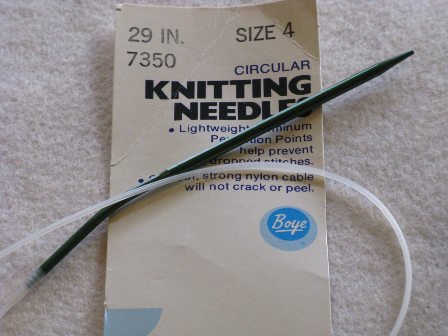 Vintage Boye Circular Knitting Needles Aluminum Size 4 by