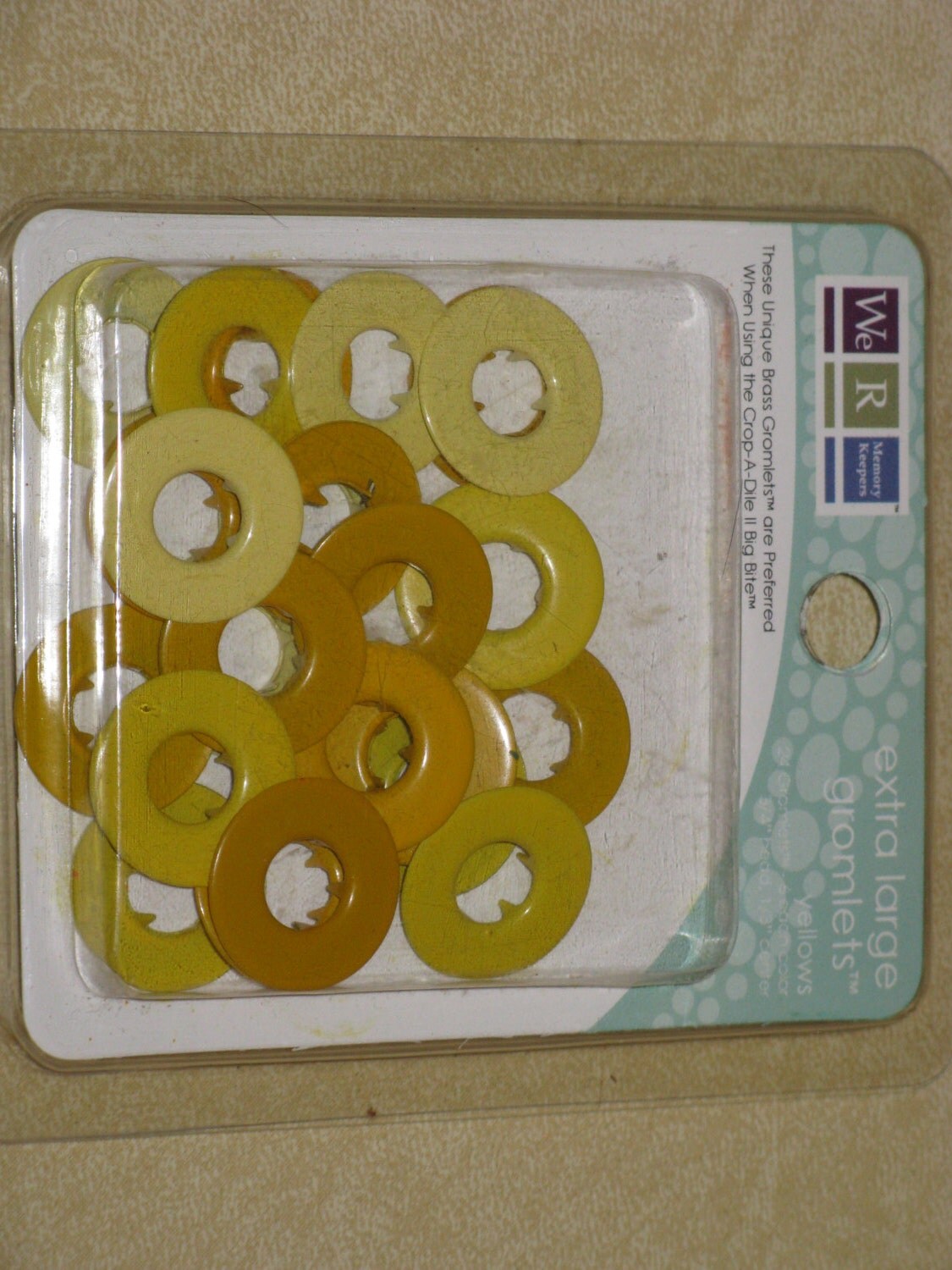 Extra Large Yellow Gromlets Grommet Scrapbooking and Paper Crafts NIP