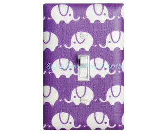Elephant Light Switch Cover / Purple Elephant Nursery Decor / Light Switchplate / Baby Girl / Lilac White