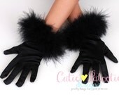 Curious Cuddles - Black - Fur Trimmed Satin Wrist Gloves - Cat or Kitten Halloween Costume Accessory - Fits Infant to Youth Il_170x135