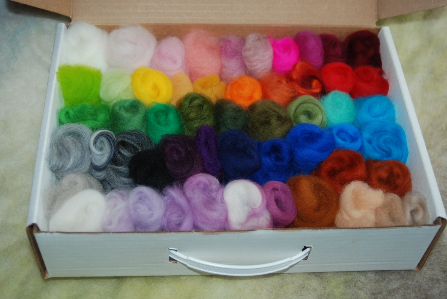 Needle Felting Wool Box of Many Colors by BondurantMountainArt