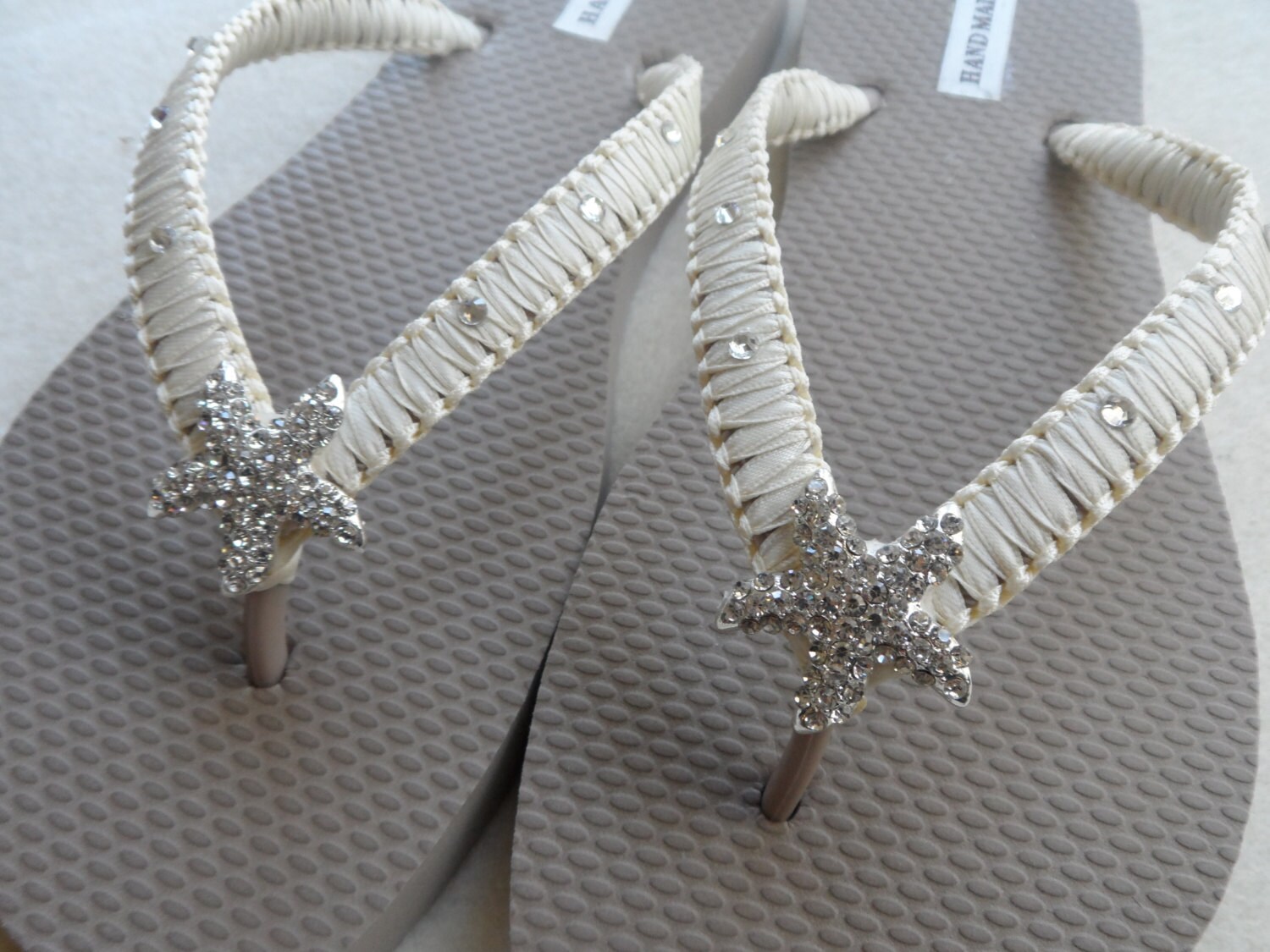 Bridal Sand Flip Flops / Wedding Macrame Flip Flops / Ivory