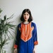 70s Blue Boho Embroidered Kaftan