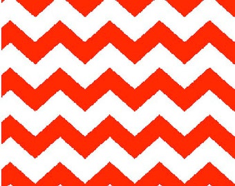 Chevron Fabric, Orange and White Fabric, Orange Fabric, Chevron Fabric, Orange Fabric, 1 yard fabric