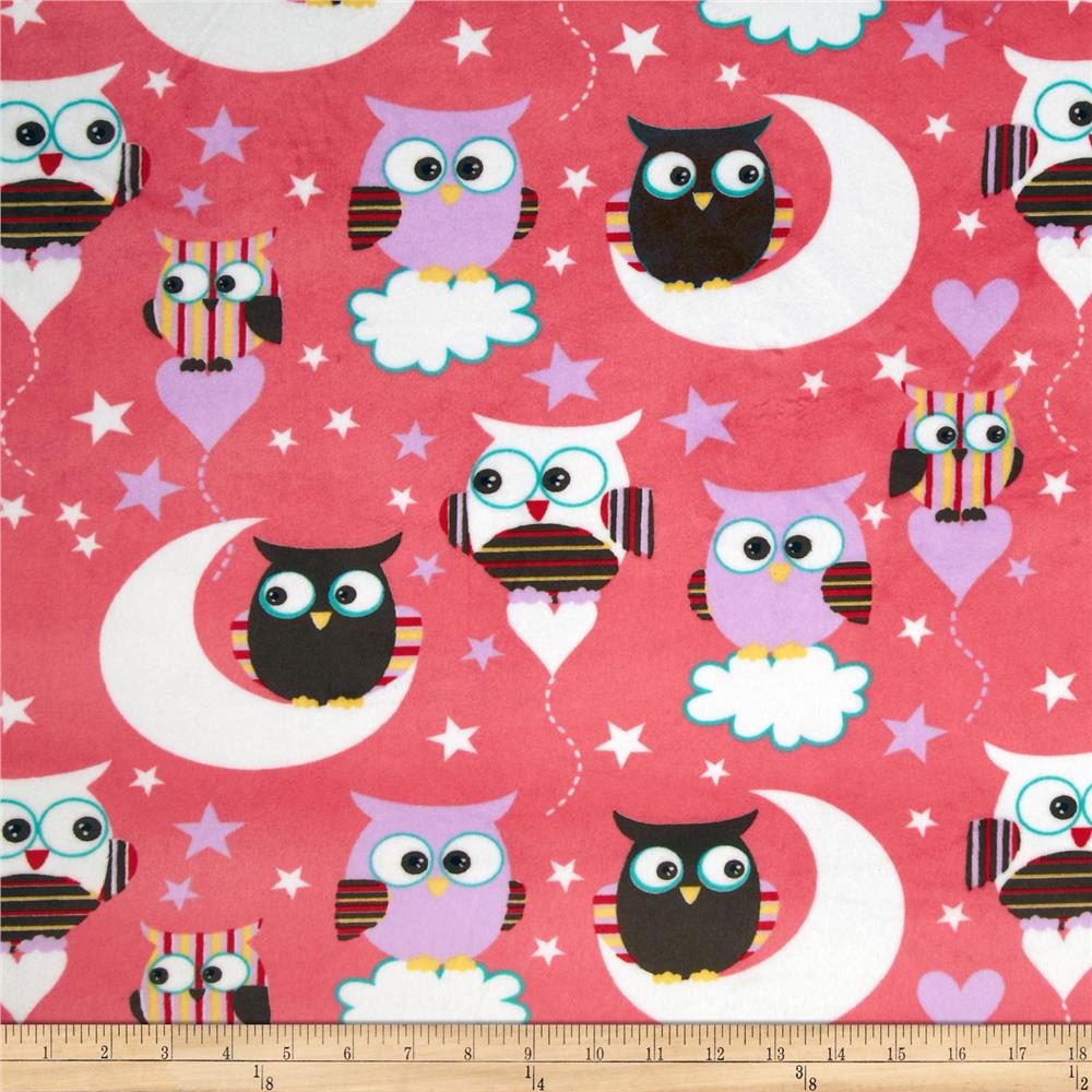 SALE Owls Minky Night Owls Minky Owl Owl Fabric Minky