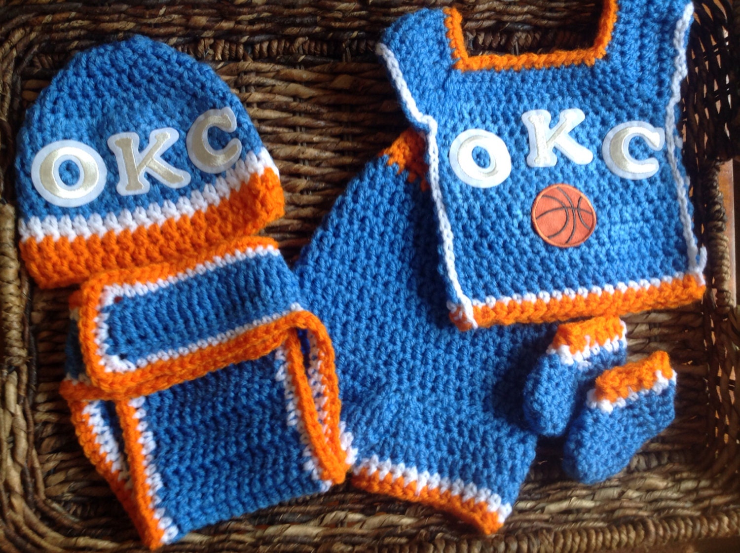 Crochet Baby OKC Oklahoma City Basketball Gift by KARDsandGifts