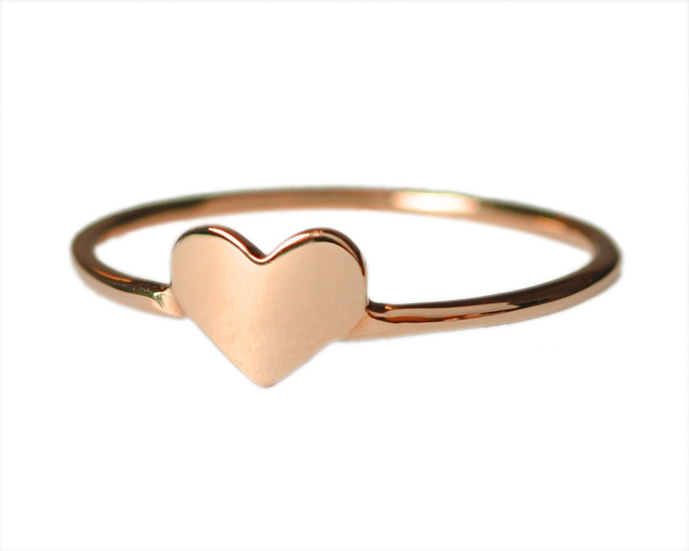 Solid 14K Rose Gold Heart Ring