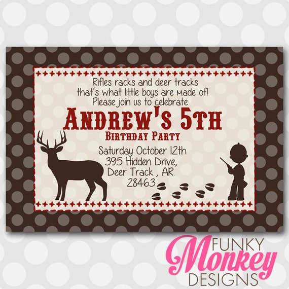 Diy Personalized Deer Hunting Inspired Birthday Party Digtial PRINTABLE 4"x6" Invitation Il_570xn