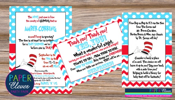 Dr. Seuss Baby Shower Invitation Party Bundle - digital file, printable #719 Il_570xn