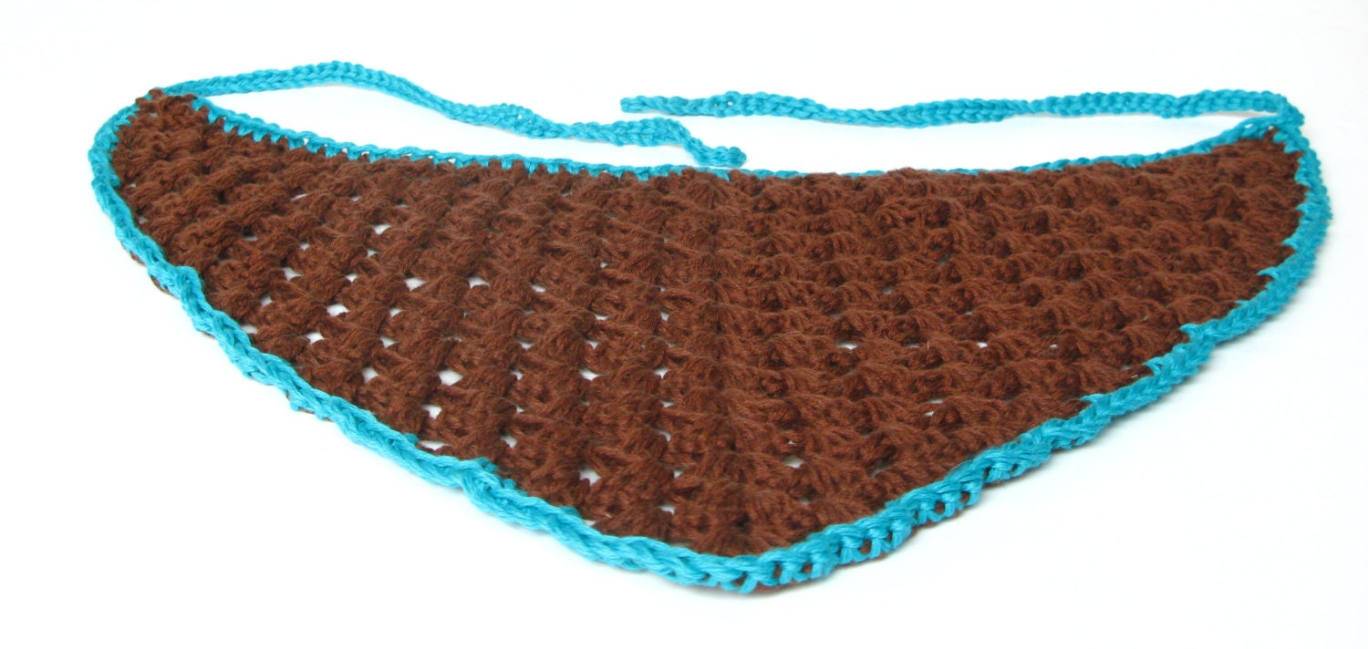 Crocheted granny square bandanna / kerchief brown and