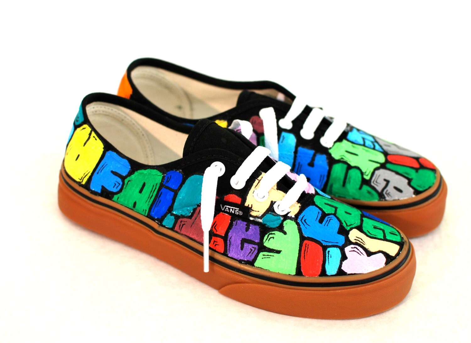 Hand painted bubble graffiiti Vans sneakers