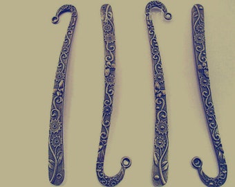 6pcs Antique Bronze Flower Bookmarks Pendant Charm 16mmx120mm