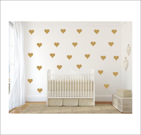 Heart Vinyl Decals Gold Heart Decals Vinyl Wall Decals Gold Hearts