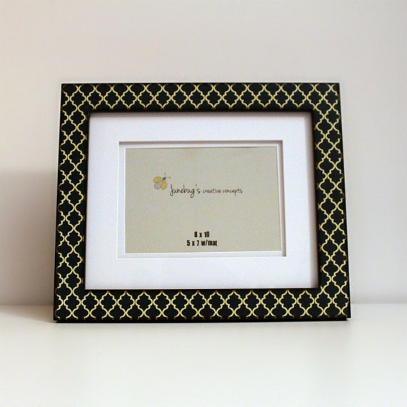 8x10 5x7 Photo Frame Navy Blue Quatrefoil