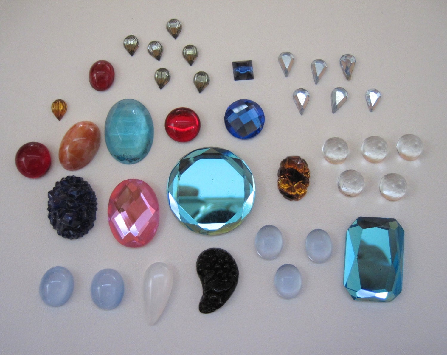 Lot of 37 Gems Small Flat Back Clear and Opaque Assorted