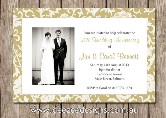Photo Personalised Wedding Anniversary Invitations 25th 50th - You Print Il_570xn