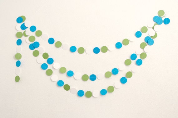 Paper Garland - Baby Shower Decoration - Blue and Green - Party Decor Il_570xn