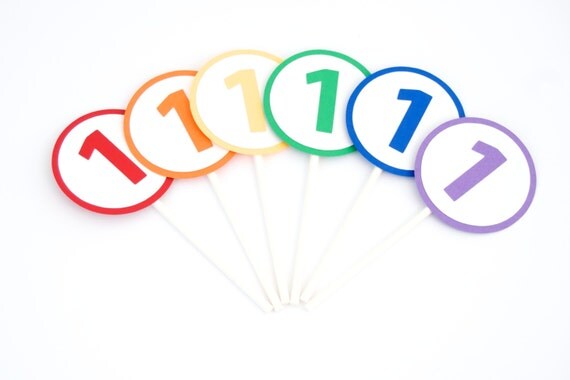 Rainbow 1st Birthday Cupcake Toppers Set of 12 Il_570xn