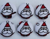 CHRISTMAS Santa faces stocking stuffer, Santa Claus fabric button magnet, covered button magnet, kitchen magnet -- set of 6 Il_170x135