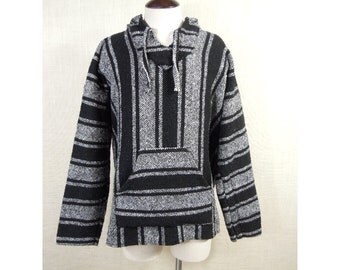 Vintage Mexican Baja Hoodie Poncho Pullover Stoner Hippie Uniform ...