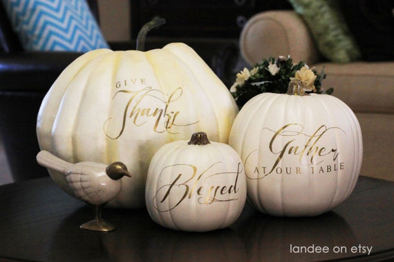 Thanksgiving words for Pumpkins & plates - set of 3 - vinyl only!