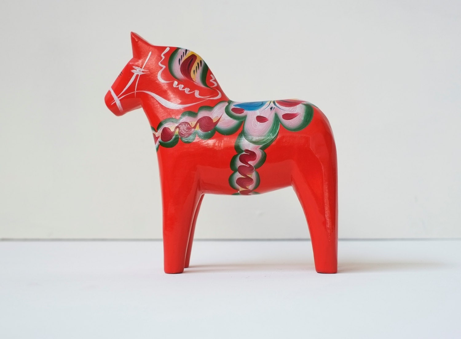 Large 8 Swedish Dala Horse Mid Century Red Lacquered