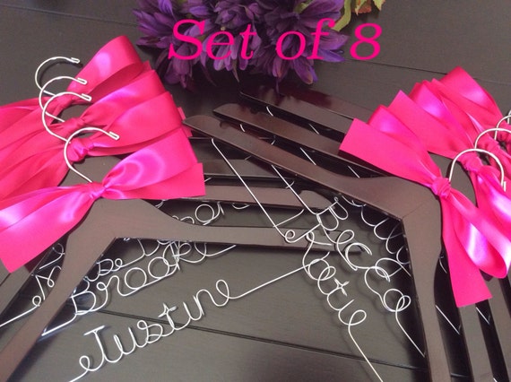 Set of 8 Personalized Hanger,  Custom Bridal Hangers,Bridesmaids gift, Wedding hangers with names,Custom made hangers