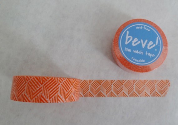 Orange Cube Pattern Washi Tape, 15mm x 10m, Weave Pattern Il_570xn