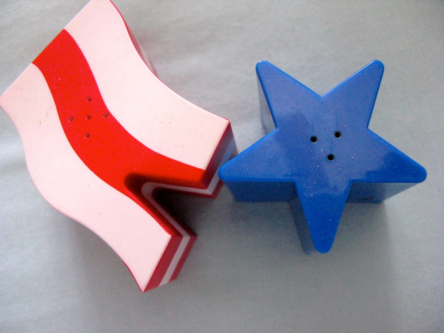 Vintage Red White and Blue Flag Salt and Pepper Shakers
