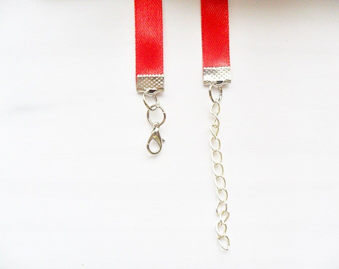 Red satin choker necklace with a width of 3/8”inch, pick your neck size.