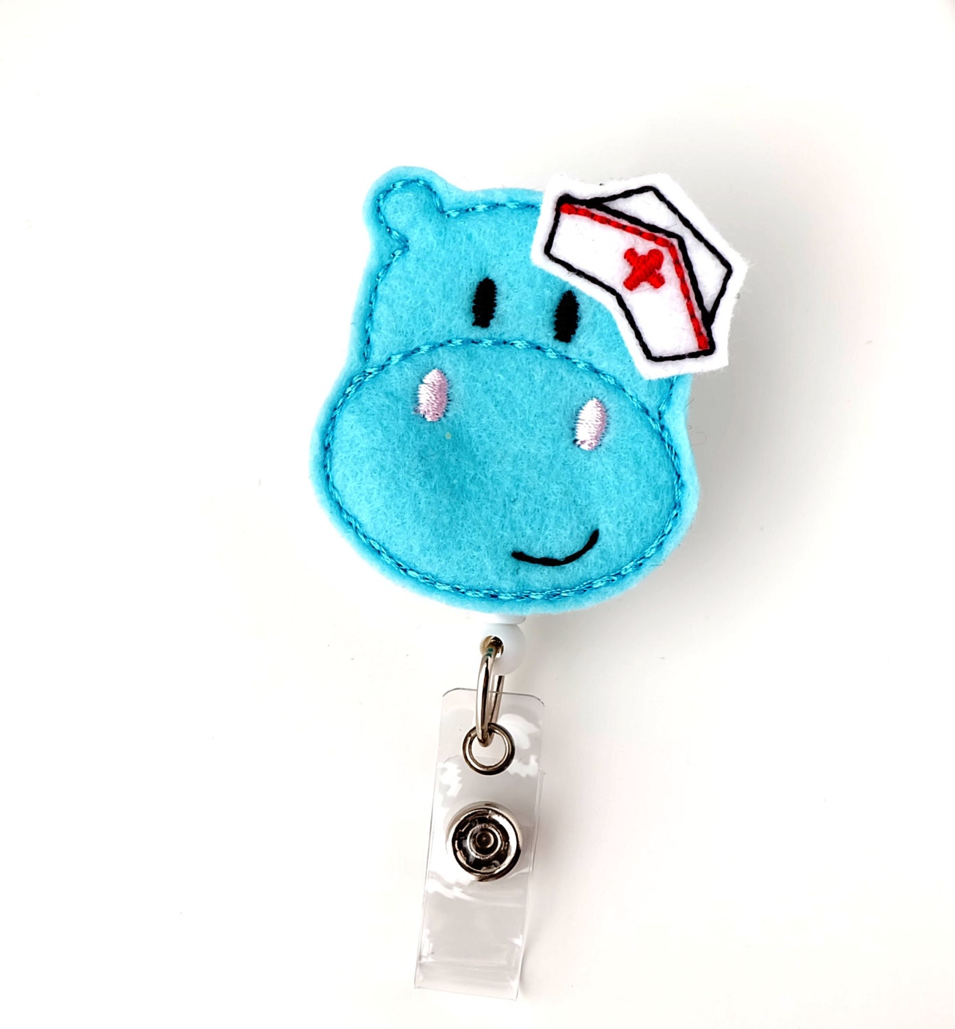 Get Well Hippo Pediatric Nurse Badge Peds RN by BadgeBlooms