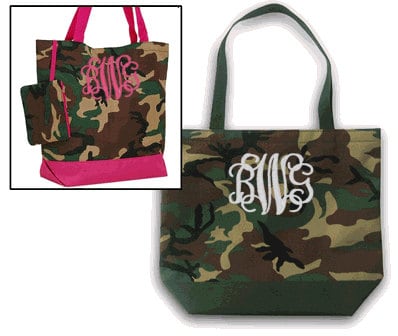 Monogram Camo Tote Bag Personalized Camo Tote Bag by KNKThrows