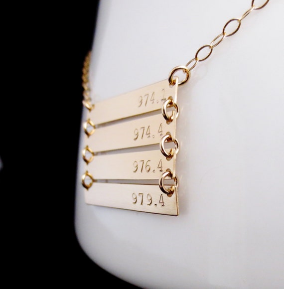 Personalized Gold Bars Necklace Four Childrens Names
