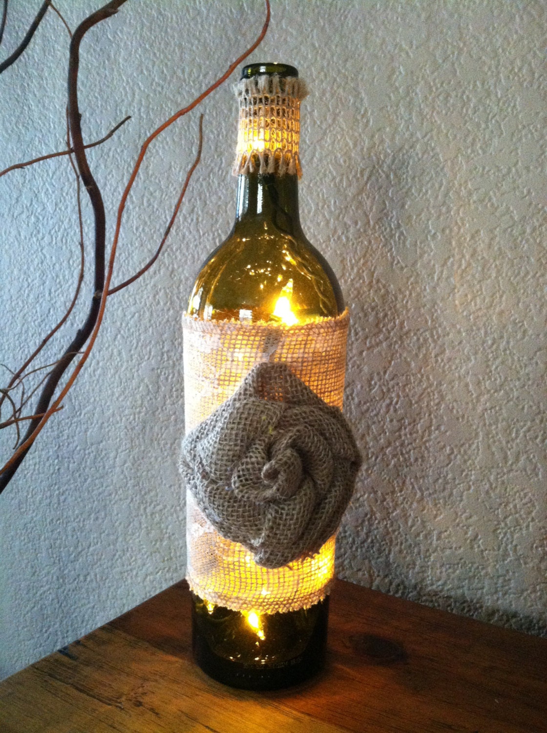 burlap wine bottle