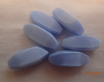 Vintage 1960's West German Glass Blue Marbled Beads Oblong PJsBeadedEagle