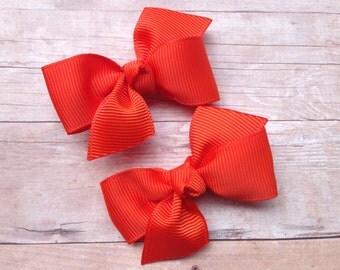 Adorable orange pigtail bows, orange bows, toddler bows, pigtail bows, baby bows, orange hair bow, girls hair bows, baby girl bows