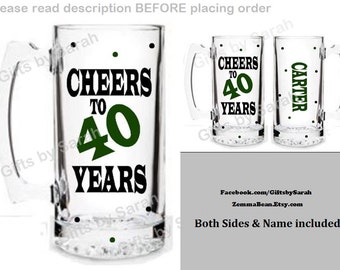 Cheers to 40 years beer mug birthday beer mug 40th birthday