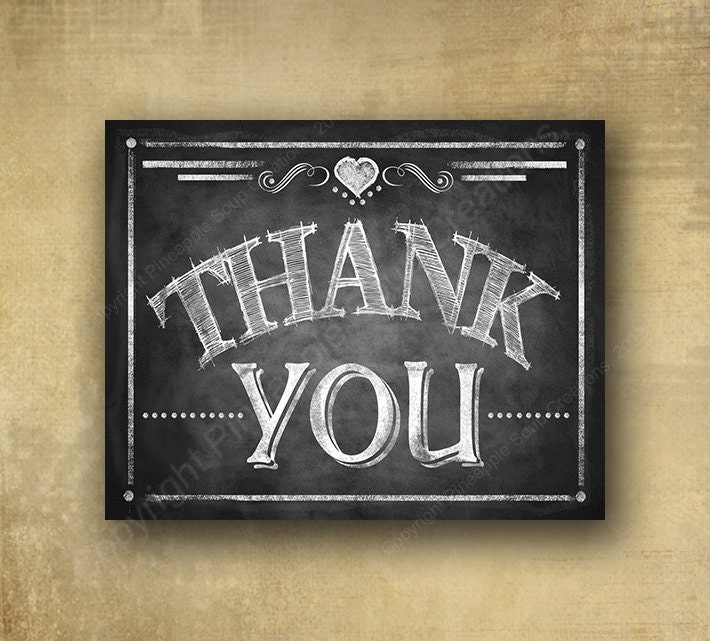 Thank You PRINTED chalkboard signage thank you sign wedding