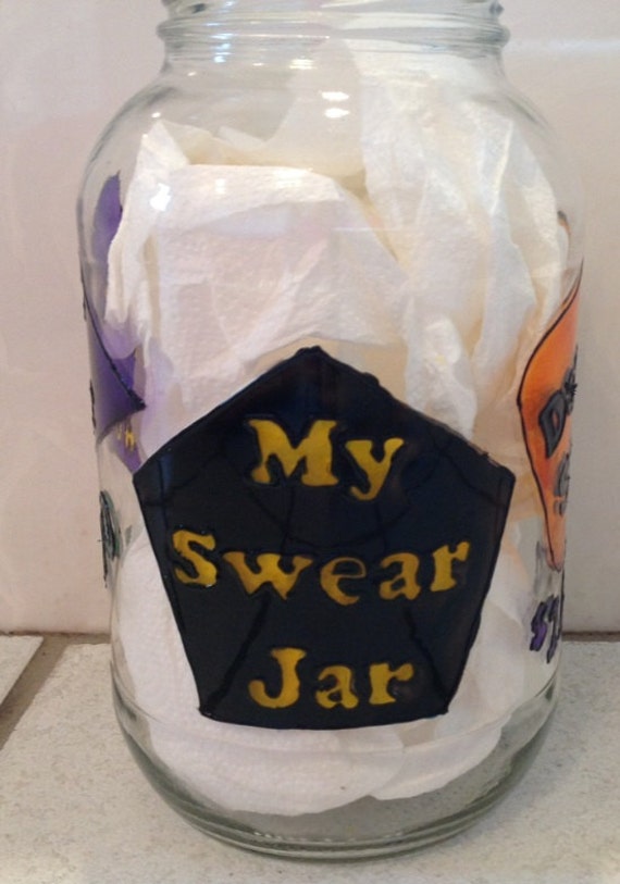 Items similar to SWEAR JAR - Hand Painted jar for saving money every